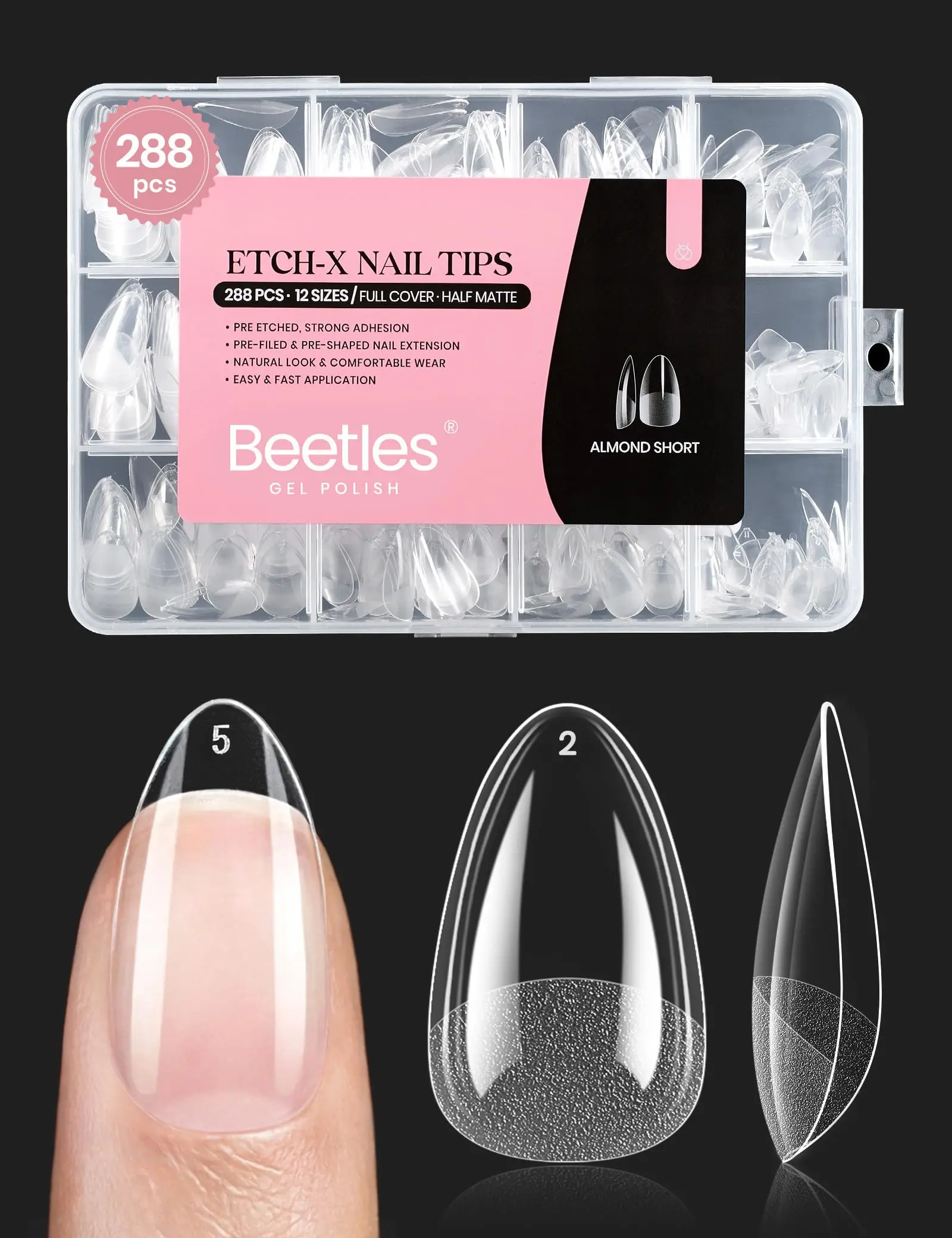 Beetles Full Cover Soft Gel Nail Tips Pre Shaped Press On Nail Extensions Multiple Shapes Lengths Sizes for Salon Manicure