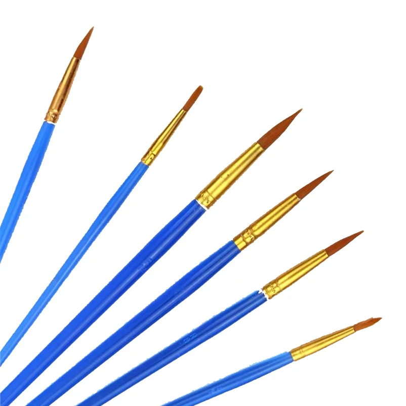 

6 шт. прецизионные кисти с тонкой нейлоновой щетиной для детальных произведений искусства, акриловая масляная гуашь, средства для акварельной живописи