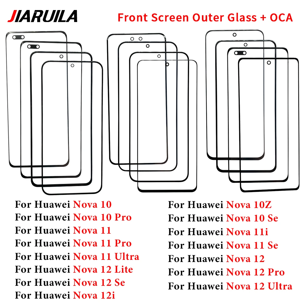 

10PCS Front Glass Outer Glass+OCA Repair Replacement Part For Huawei Nova 12 12i 11 11i 10 10Z Pro Se Ultra