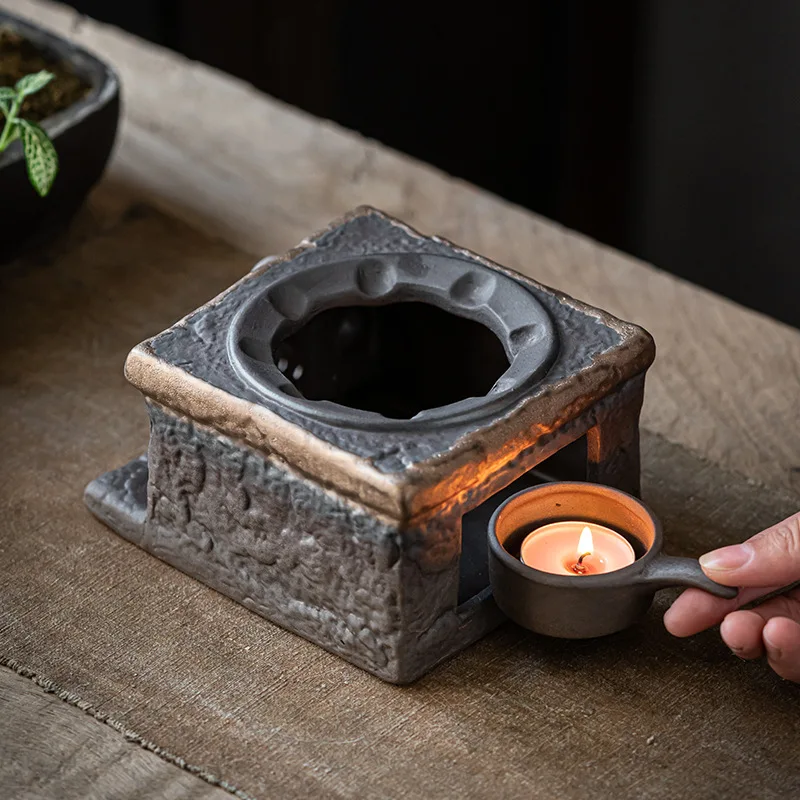 

Квадратная грубая керамическая свеча, подогреватель чая, домашняя нагревательная основа, маленькая плита, плита для заваривания чая, аксессуары для подогрева чая