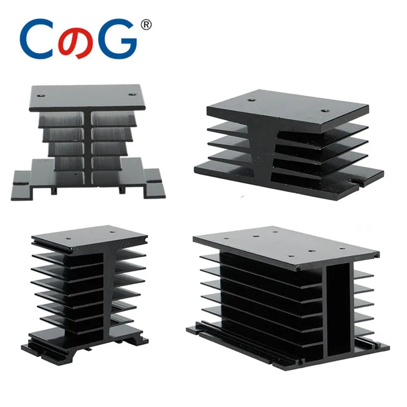 CG Black Radiator For Single Phase 10A 25A 40A 60A 80A 100A 120A 200A Aluminum Heat Sink SSR-10DA 25DA 40DA Solid State Relay