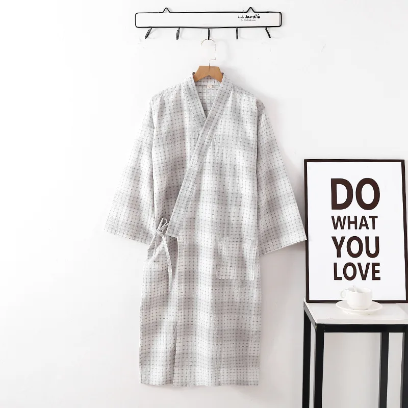 Cotton Double-layer Gauze Women's Kimono Night Wear Robes for Spring and Summer Thin Loose Fitting Long Sleeve Bathrobes