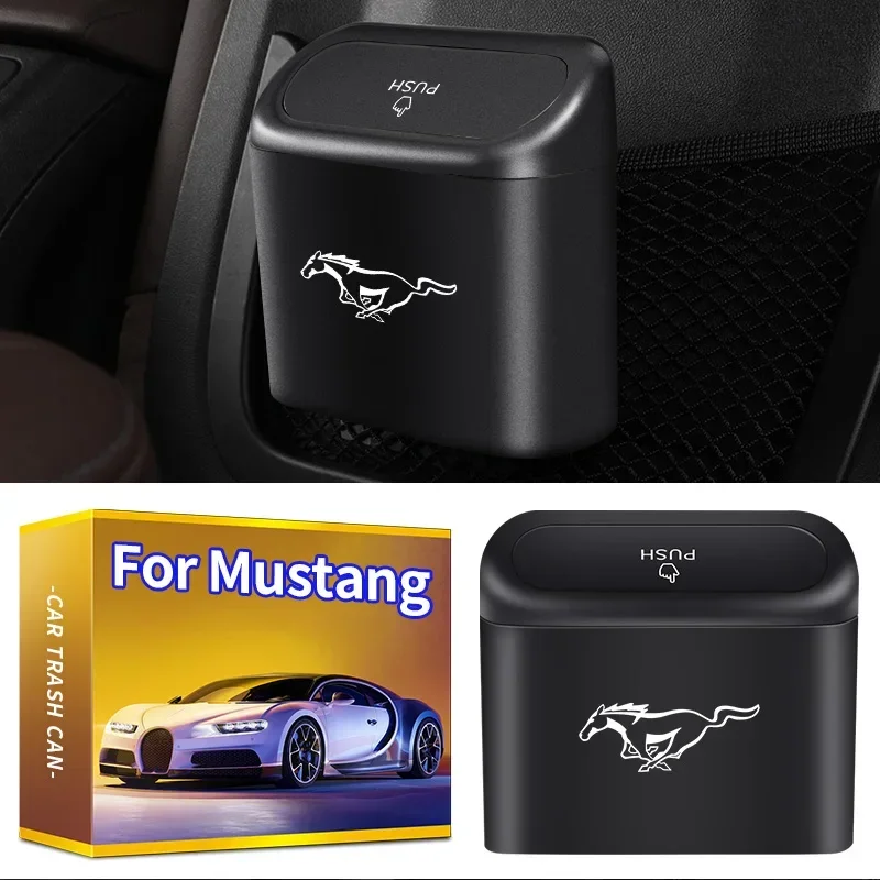 Car Trash Can Auto Organizer Storage Bag Car Garbage Bin For Ford Mustang spoiler Shelby GT 350 500 Cobra e Focus 2 3 MK3 Kuga