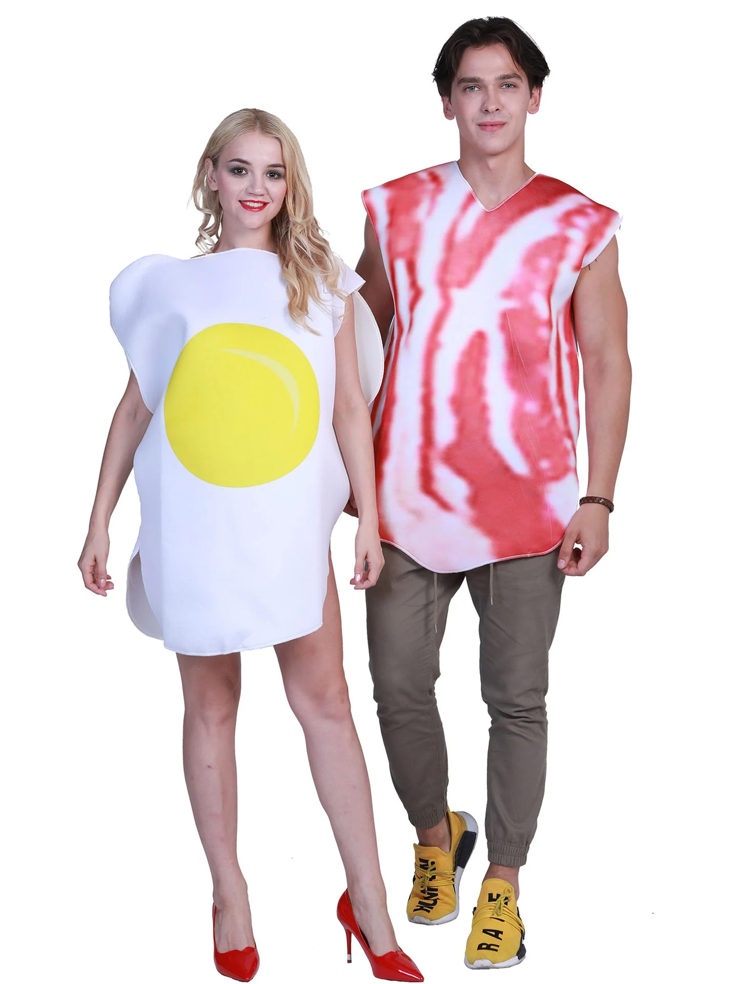 

Halloween Funny Food Party Egg Bacon Meat Slice Costume Company Annual Meeting Couple Stage Performance Outfit