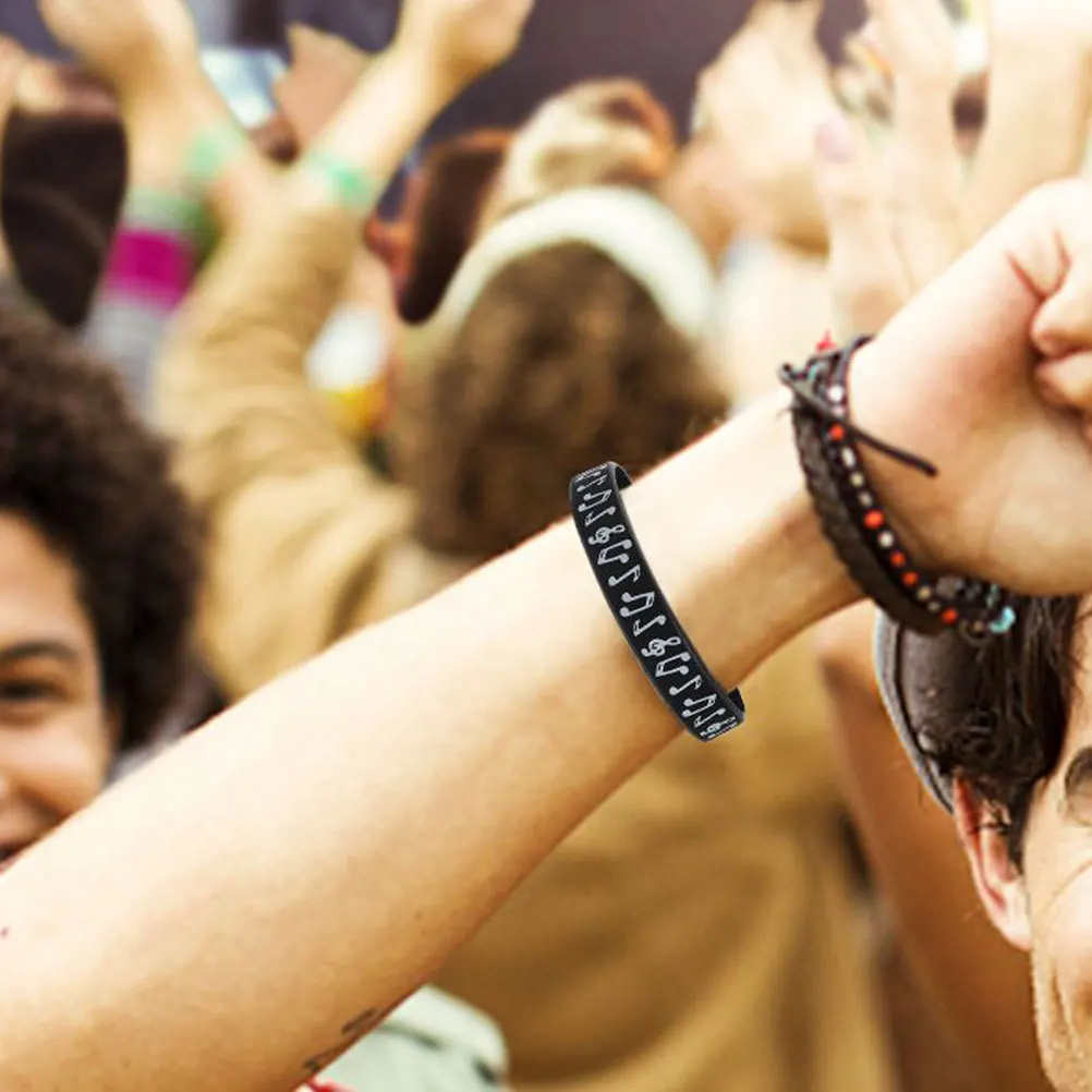 

24pcs Music Note Silicone Wristbands Piano Rubber Bracelets For Bulk Event Accessories Party Decorations Cheer