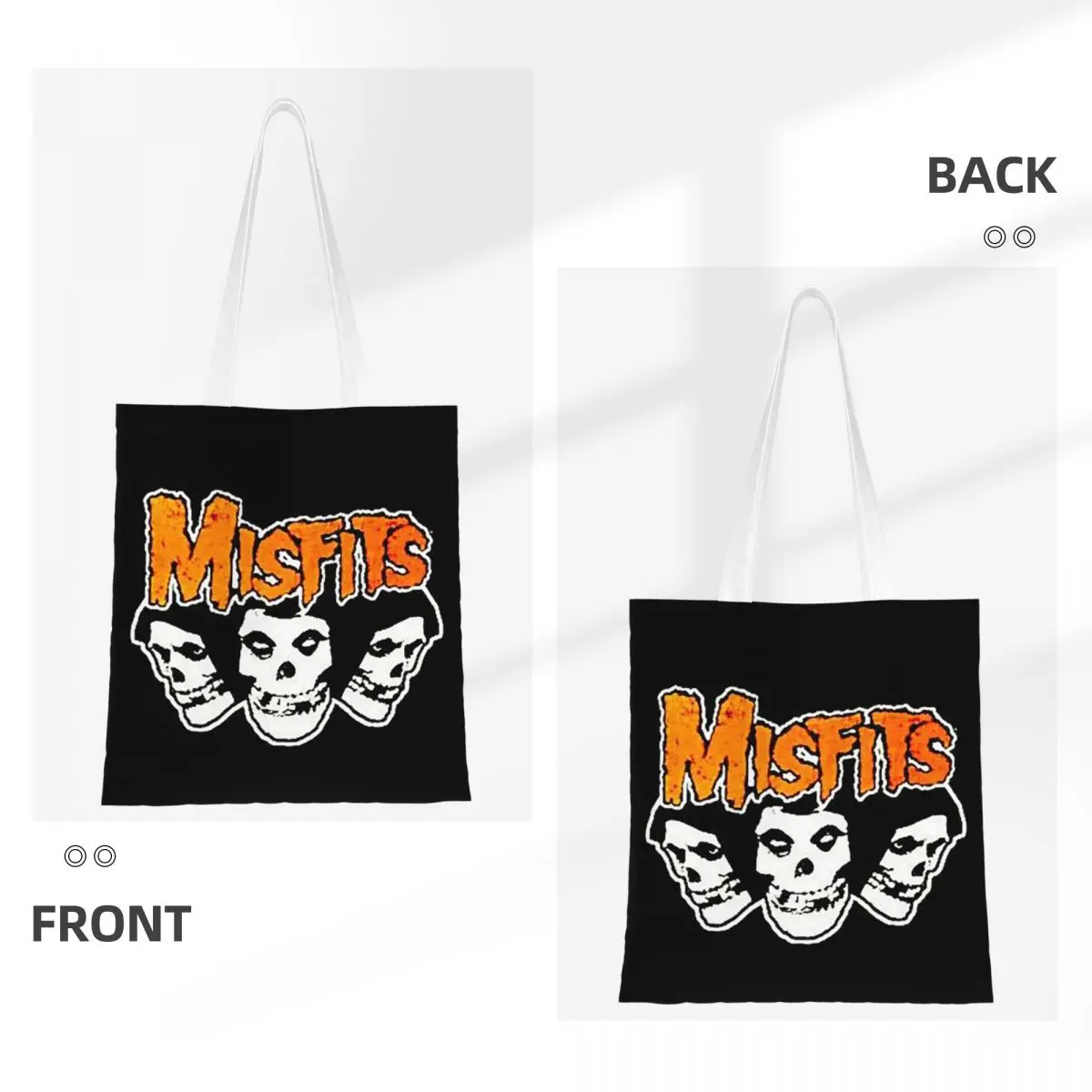 Тяжелый металл Misfits Skull Сумки для покупок Складная парусиновая большая сумка Женская сумка через плечо Дорожная сумка