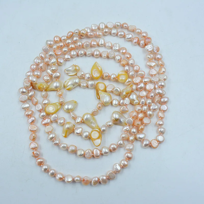 

140CM 6MM AAA Natural Baroque Pearl Necklace. Women's Summer Dress Jewelry