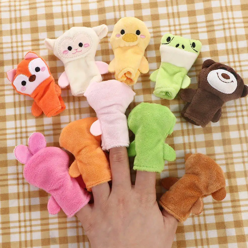 Interactive เด็กหุ่นมือตุ๊กตาสุนัขหุ่นนิ้วมือกบช้างเด็ก Plush ถุงมือเด็กวัยหัดเดิน