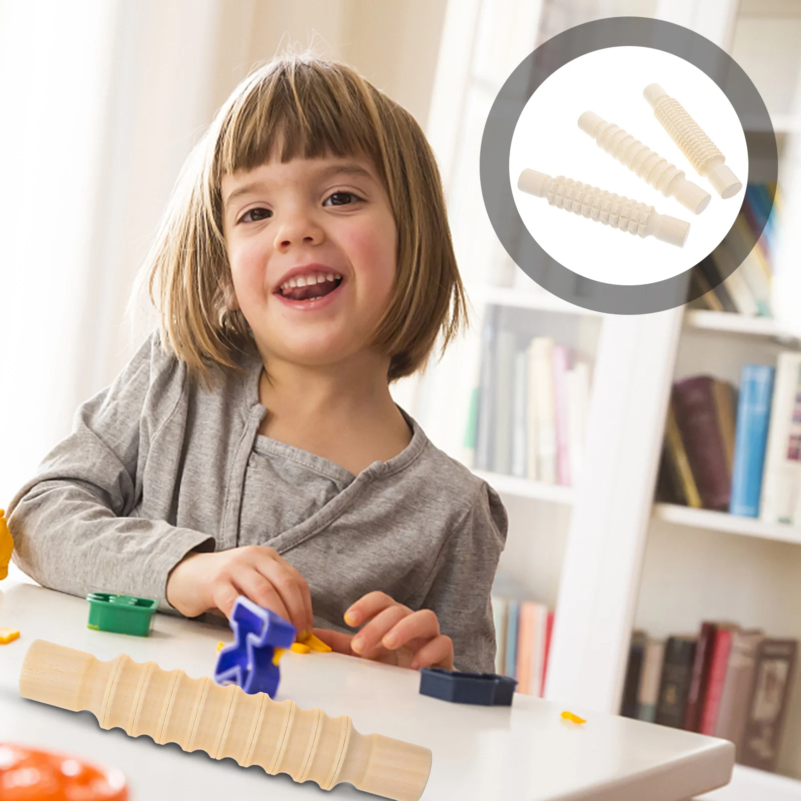 

3 шт., набор деревянных скалка, гладкие края, креативные тисненые узоры, сделай сам, глиняный инструмент для выпечки теста, детская палочка для рукоделия