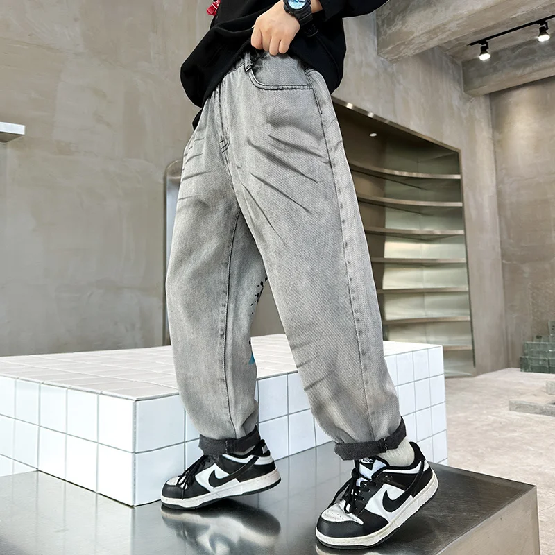 Korean Baby Jeans Pants for Big Boys Harem Trousers Teenager Denim