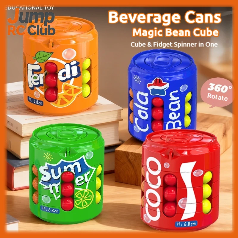 缶型マジックキューブフィジェットスピナー指遊びおもちゃローリングボールパズルストレス解消教育デスクトイ子供向けギフト