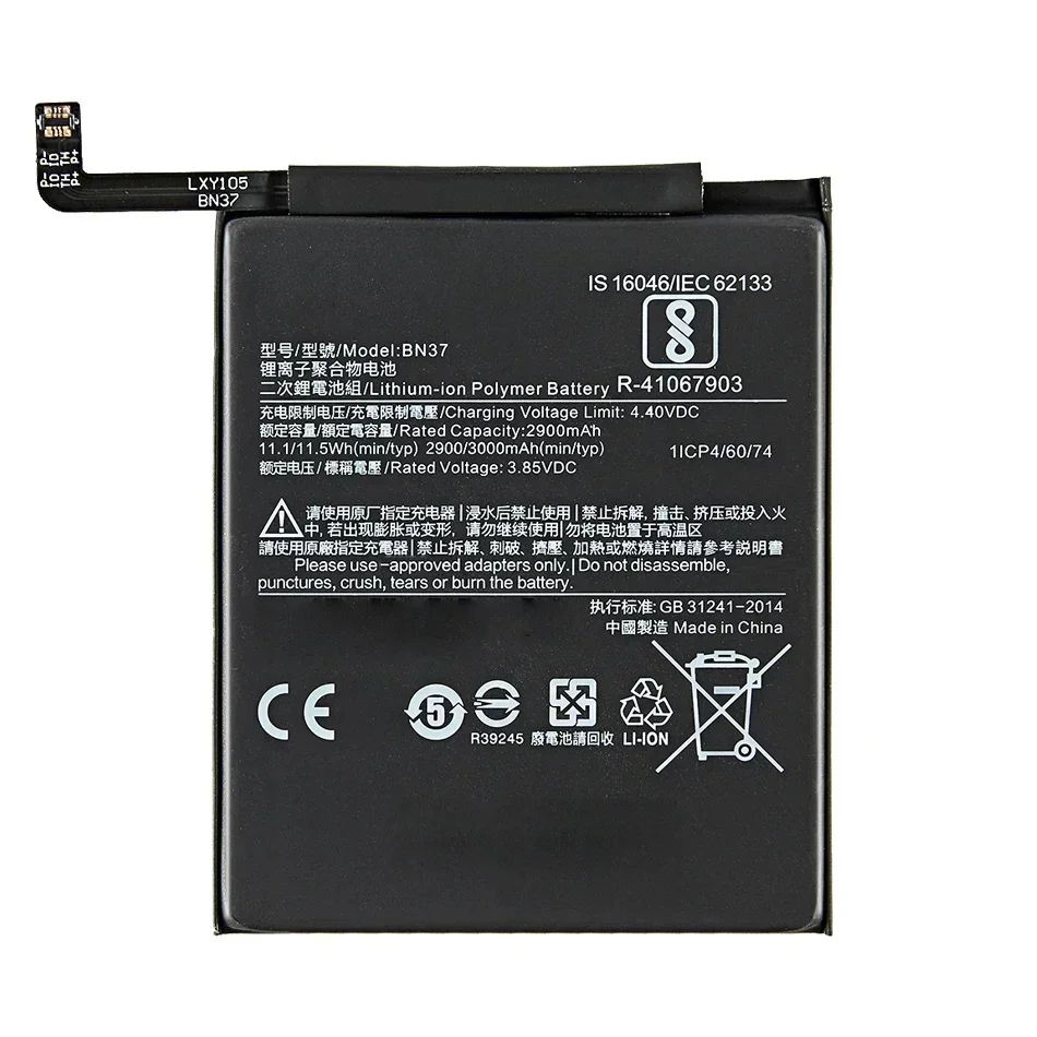 Batterie per telefoni cellulari 3000mAh BN37 per Xiaomi Redmi 6 6A Per batteria portatile ricaricabile redmi6