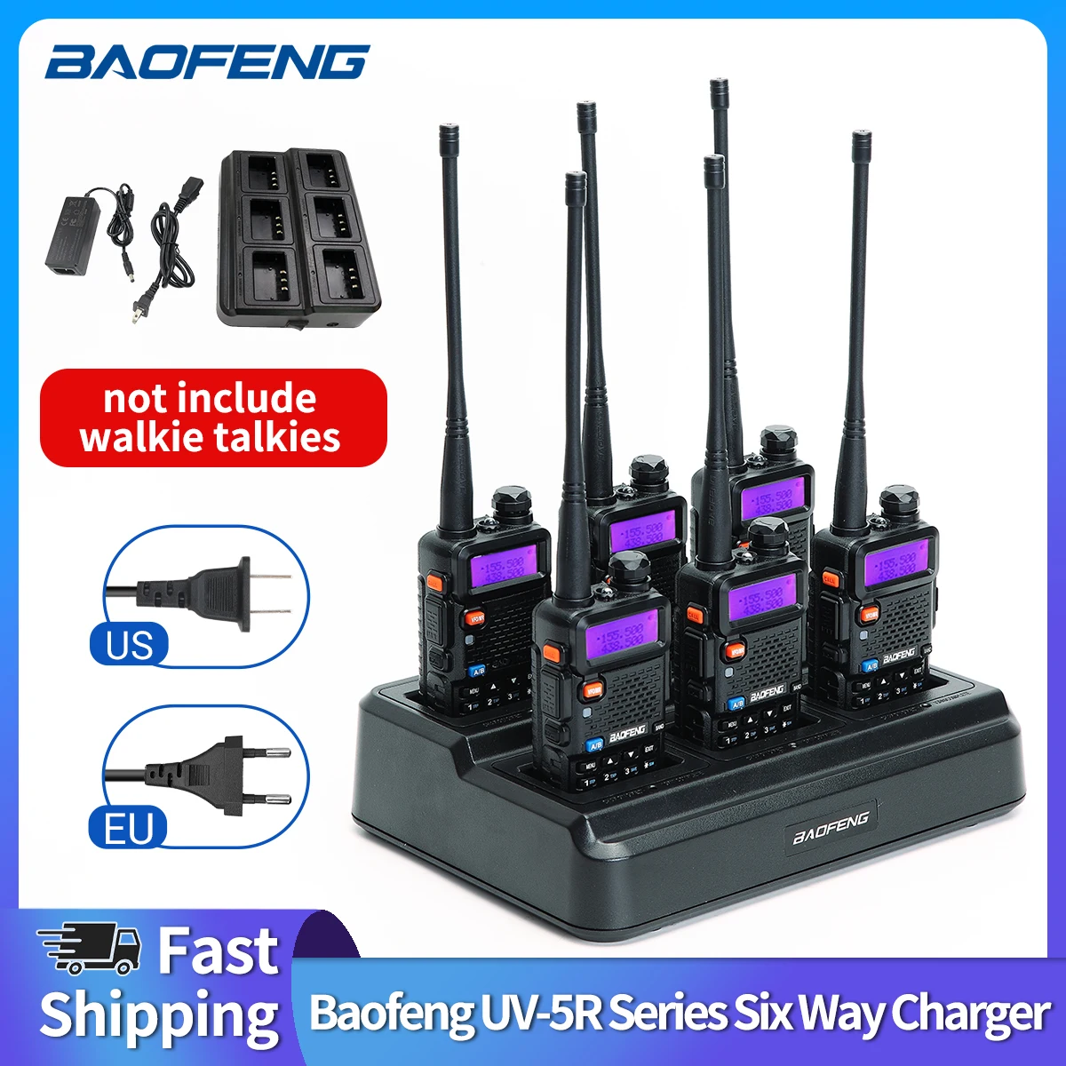 Baofeng BF-F8HP UV-5R UV-5RE UV-5RTP UV-5X3 워키토키용 멀티 유닛 충전기, 오리지널 UV-5R 시리즈 6 방향 충전기 