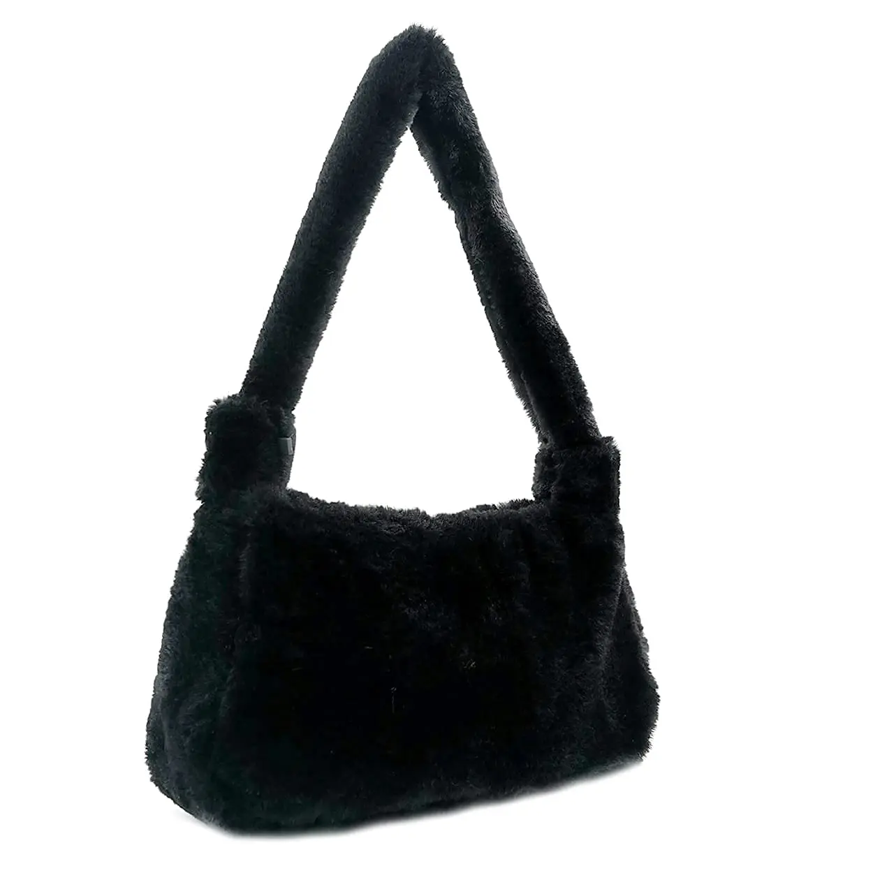 

Black Purse, Fluffy Coin Purse for Women's with Zipper, Faux Fur Handbags Fuzzy Evening Bags Cosmetic Bag