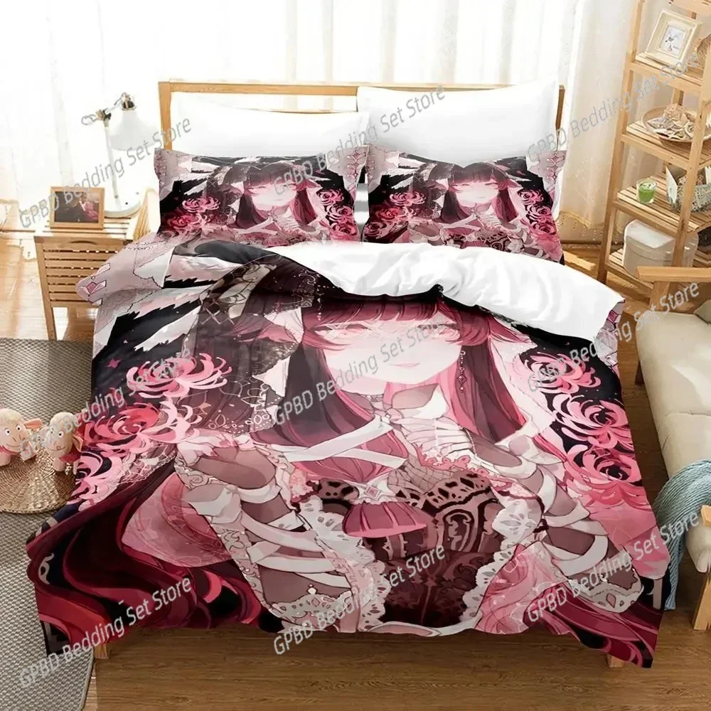 

Anime Game Genshin Impact Columbina Bedding Set Duvet Cover Bed Set Quilt Cover Pillowcase Comforter king Queen Size Boys Adult