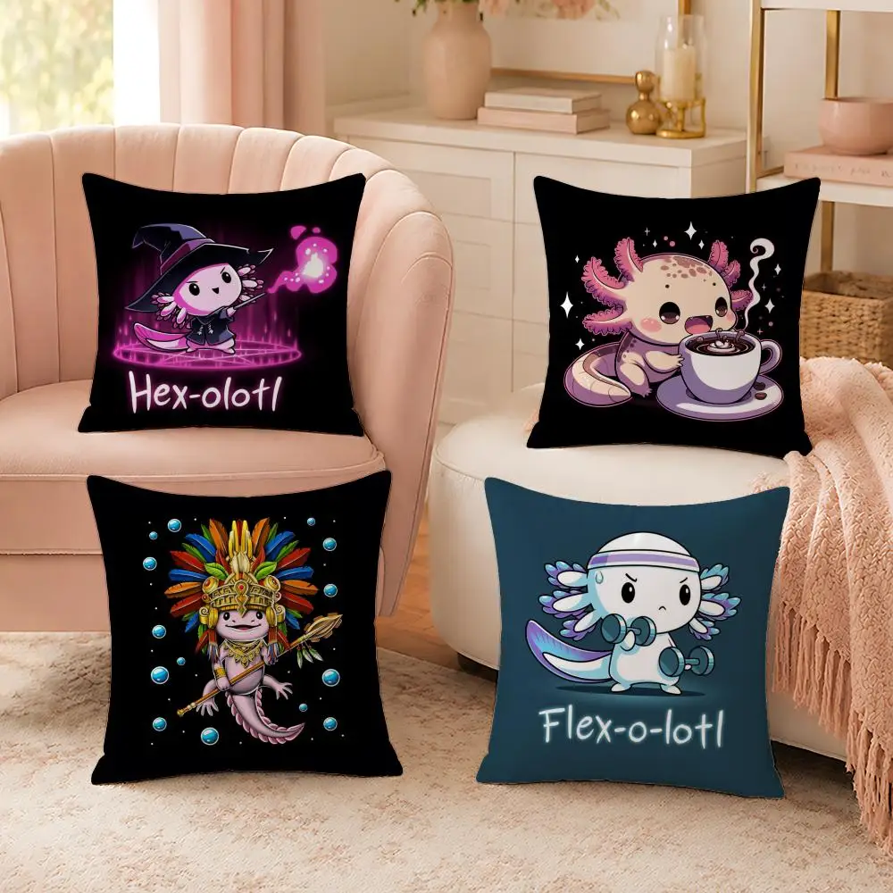 Cute Animal A-AxolotlS Cushion Cover Soft Skin Friendly Cloud Like Comfort Pillow Cover for Sofa Bed Seat