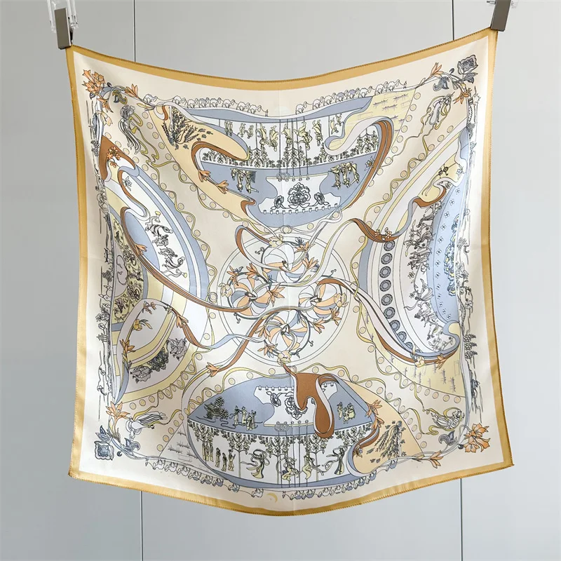 

65 Silk Scarf Women Spring Summer Neck Shawl Square Head Bandanas Hair Bag Accessories Women Foulard Femme 65cm*65cm