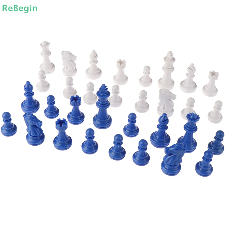 1Set 32Pcs Chess Set Plastic Ps Material Blue And White Medieval Chess Games For Adults Travel Chess Pieces Games Kids Toys