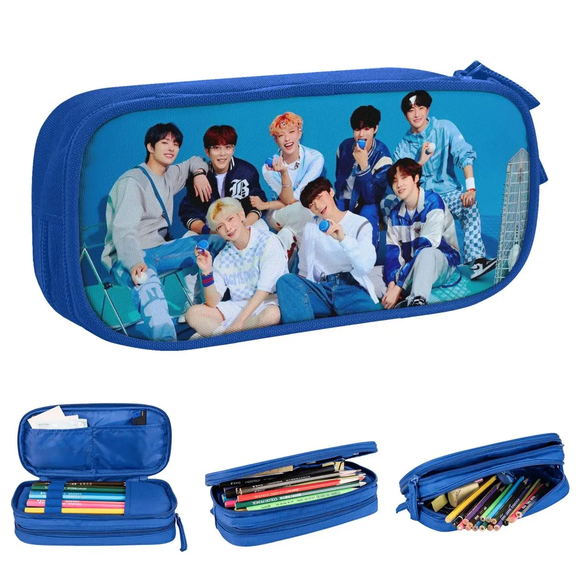 k pop star singer idol pencil case para meninas e meninos pen box para estudantes bolsas de lapis de grande capacidade a ateez atiny novo 01