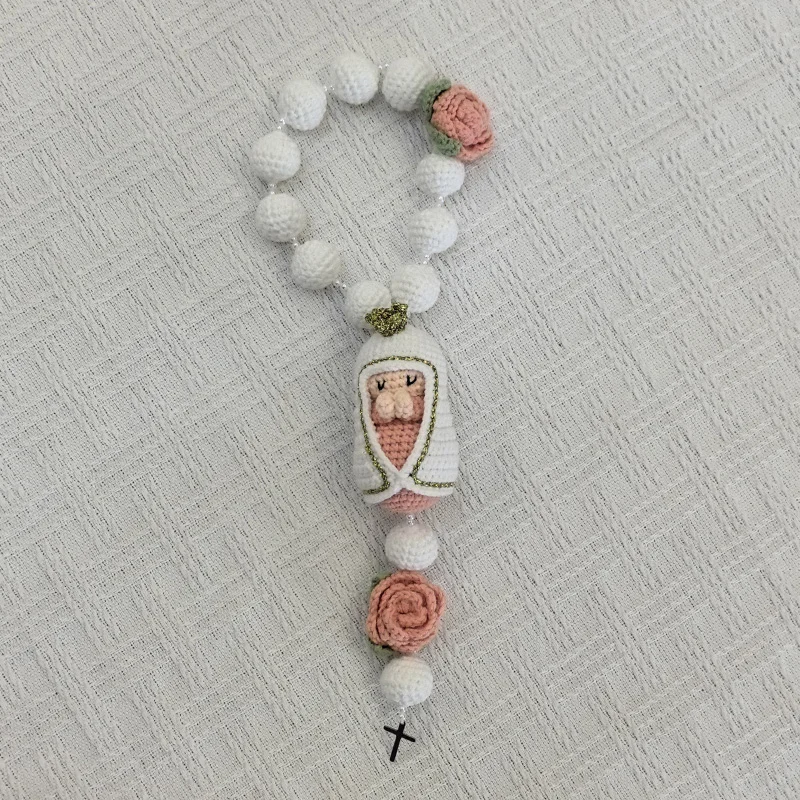Handmade Christening Baptism wedding engagement Communion birthday Bridal Rosary with Saint Christmas Gift Home Decoration