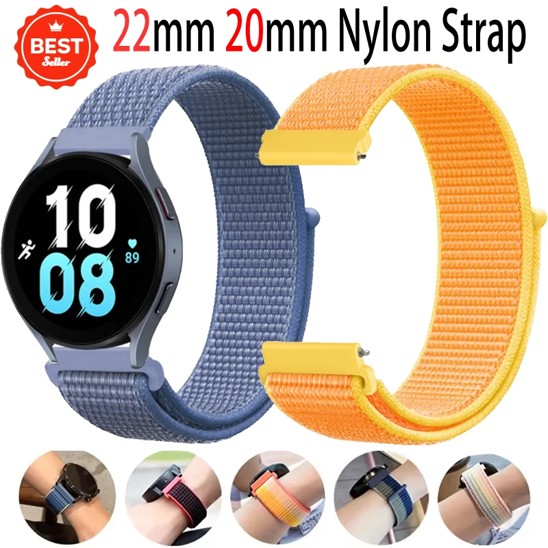 Correa de nailon de 20/22mm para Garmin Forerunner 55 165 265 965 255 955 pulsera transpirable Vivomove Trend/Vivoactive 5 4/Venu 3/2