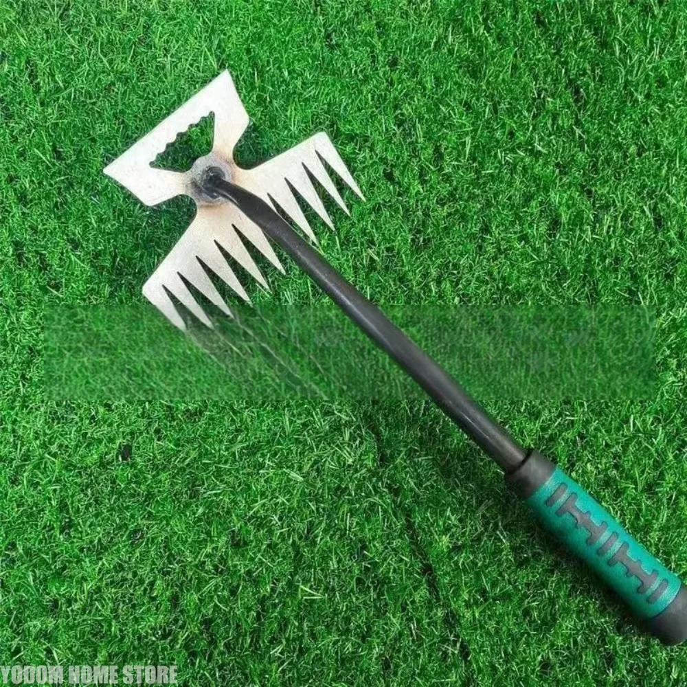 Garden Weed Rake 2In1 Garden Rake Manual Weed Grass Rooting Tool Puller Shovel Hand Gardening Loose Soil Tool Seed Disseminators