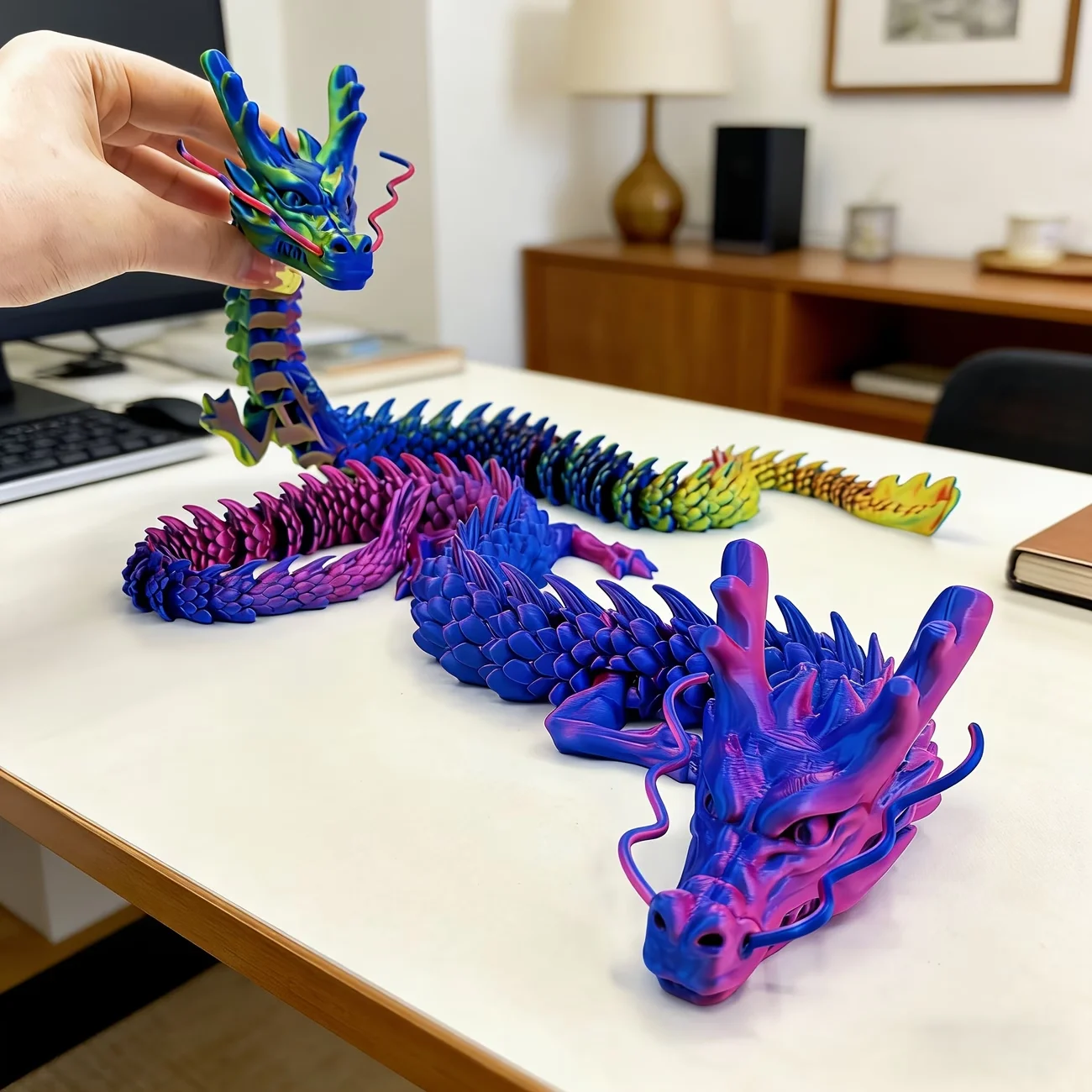 Image of 60cm 3D-gedrucktes Drachen-Spielzeug Chinesischer Drache mit Beweglichen Gelenken Buntes Handwerk Schreibtisch-Ornament Kinderdekoration Geschenk-Spielzeug