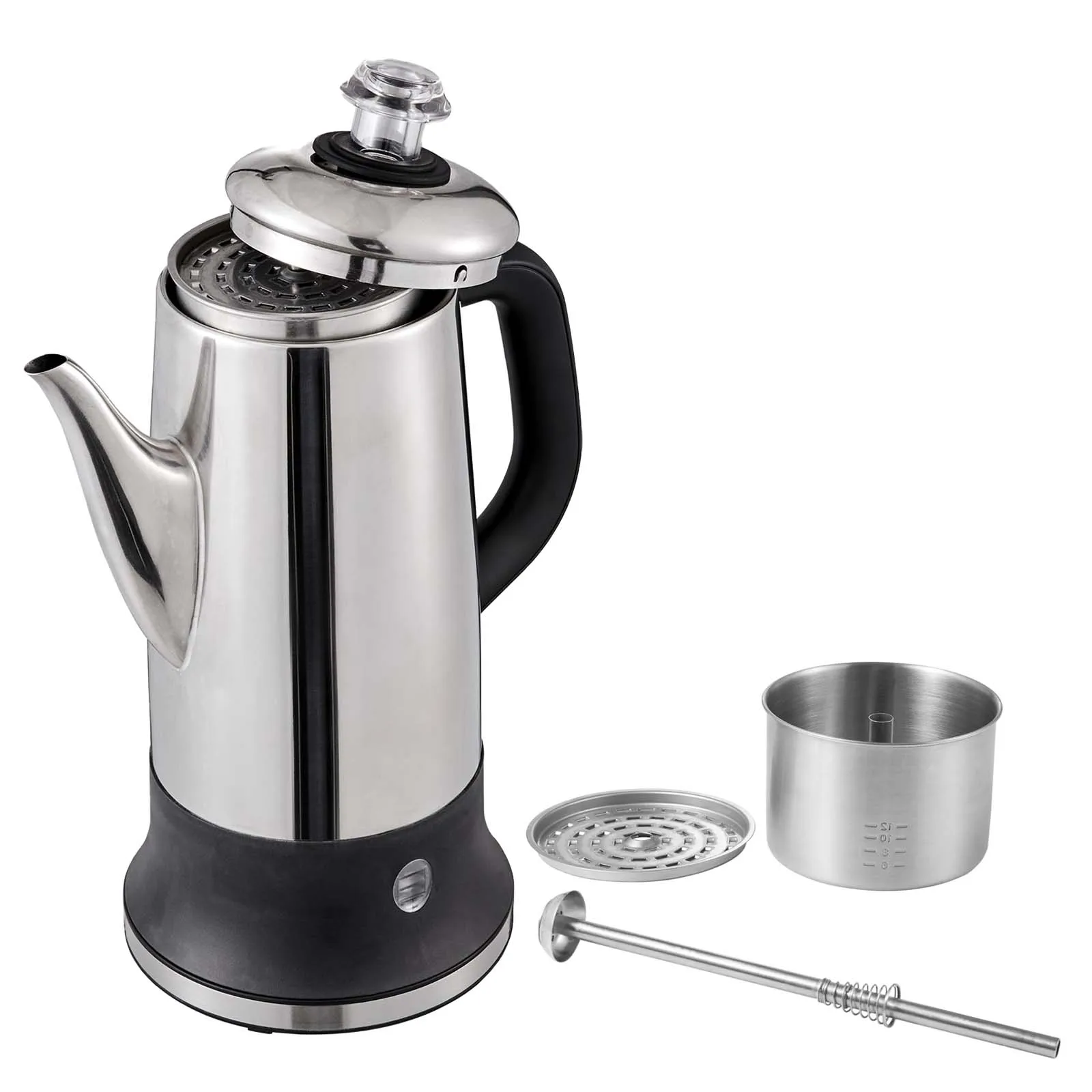 Singwinner 12-Cup Electric Percolator Coffee Pot 304 Stainless Steel Coffee Percolator with Keep Warm Function