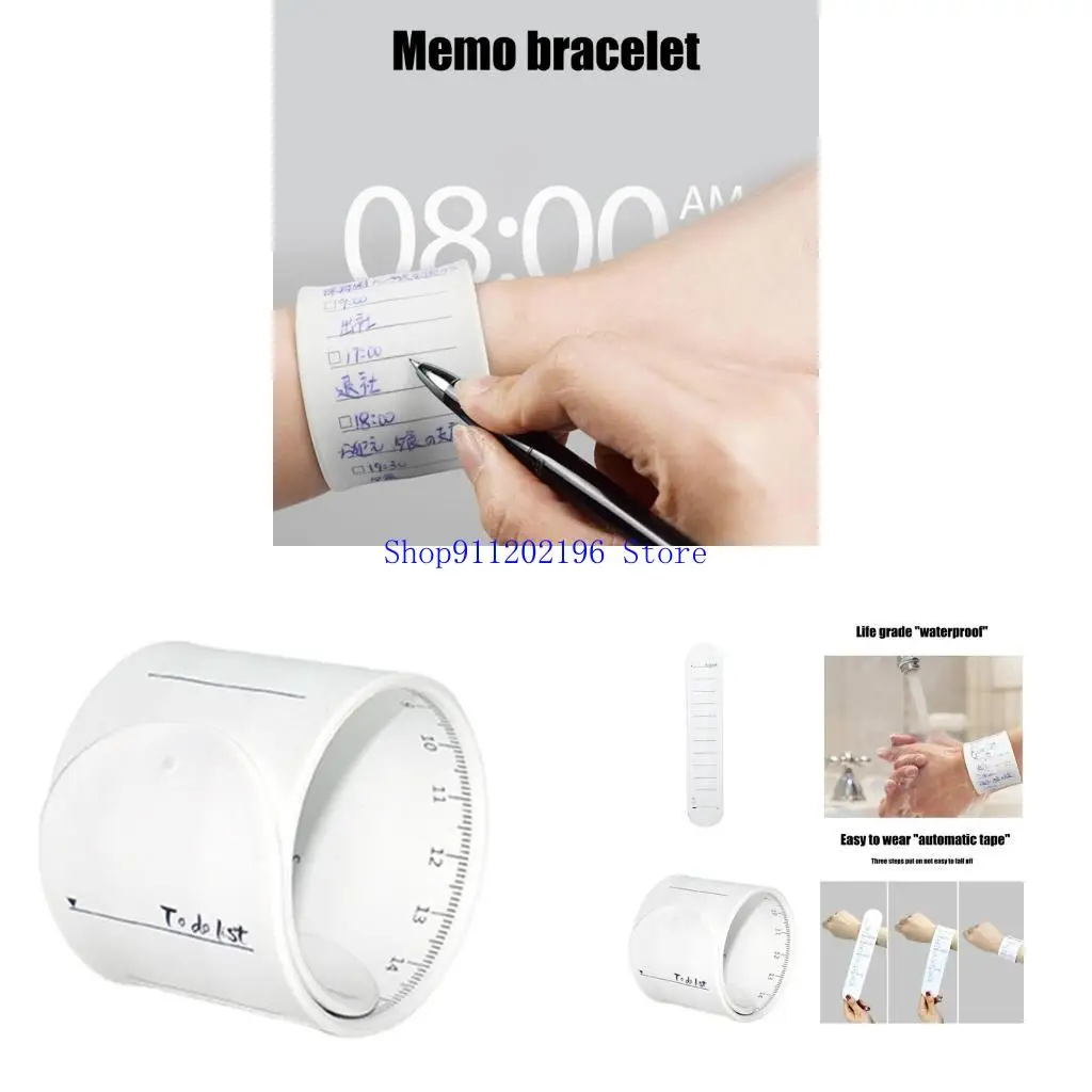 

P82A Носимый браслет-шлепок Многоразовый браслет для заметок Силиконовые браслеты для заметок с линейкой для работы