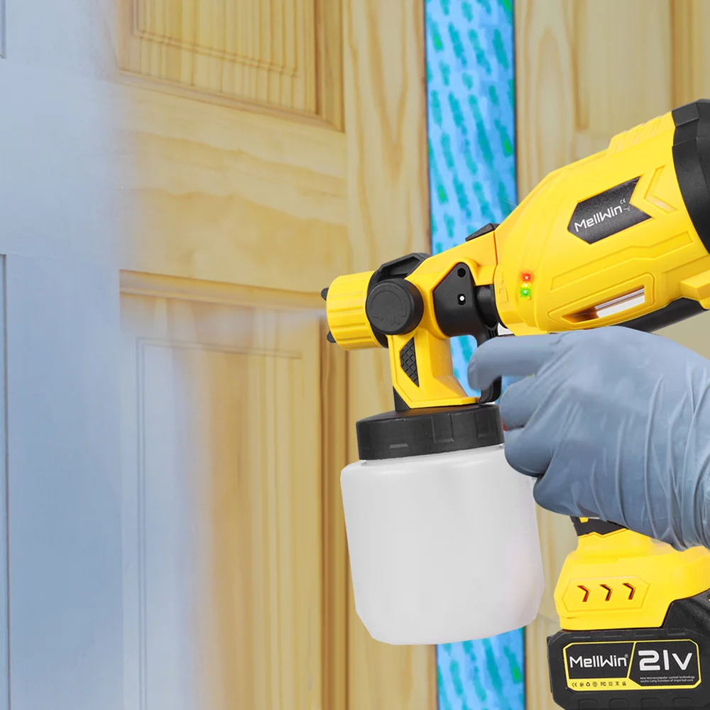 MELLWIN 1000ML Cordless Elektrische Farbspritzpistole High Power Farbspritzgerät Auto Möbel Stahl Sprayer Für Makita 18V Batterie pin – Detail 18