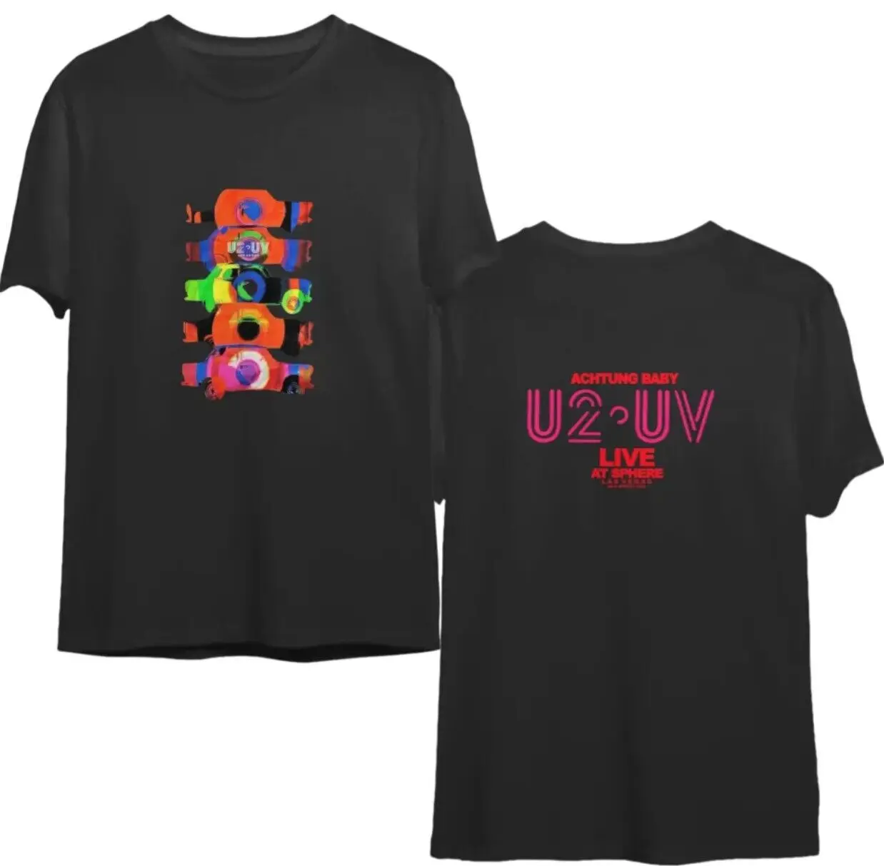 U2 UV LIVE AT SPHERE LAS VEGAS CONCERT T SHIRT, 2 Sided T Shirt