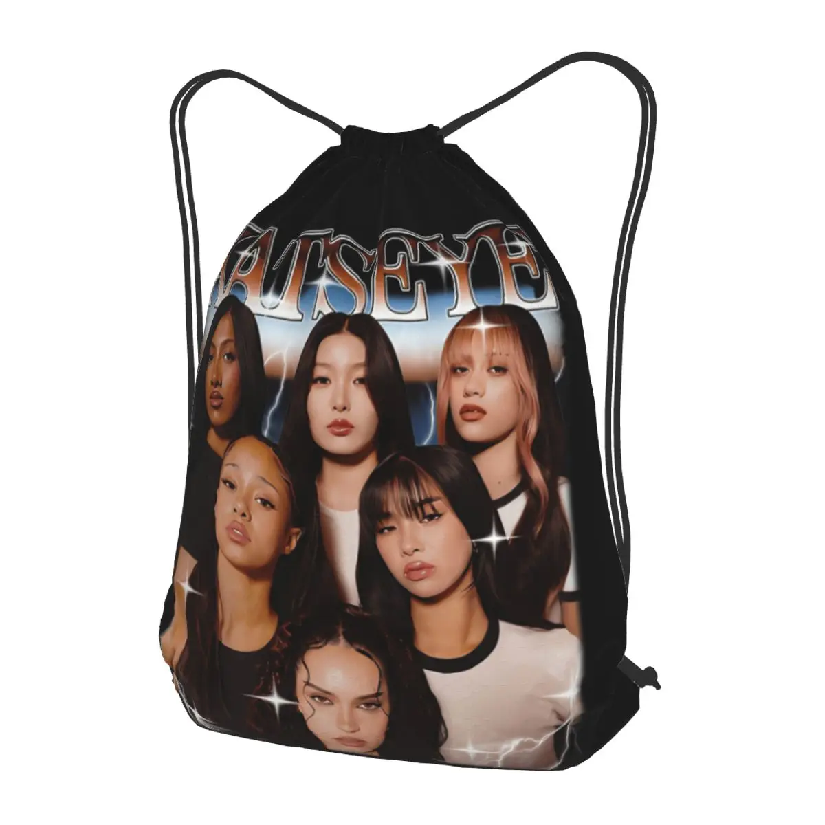 

Katseye Global Girl Group Backpacks Portable Drawstring Bundle Pocket Shoes Bag Book Bags for Man Woman School