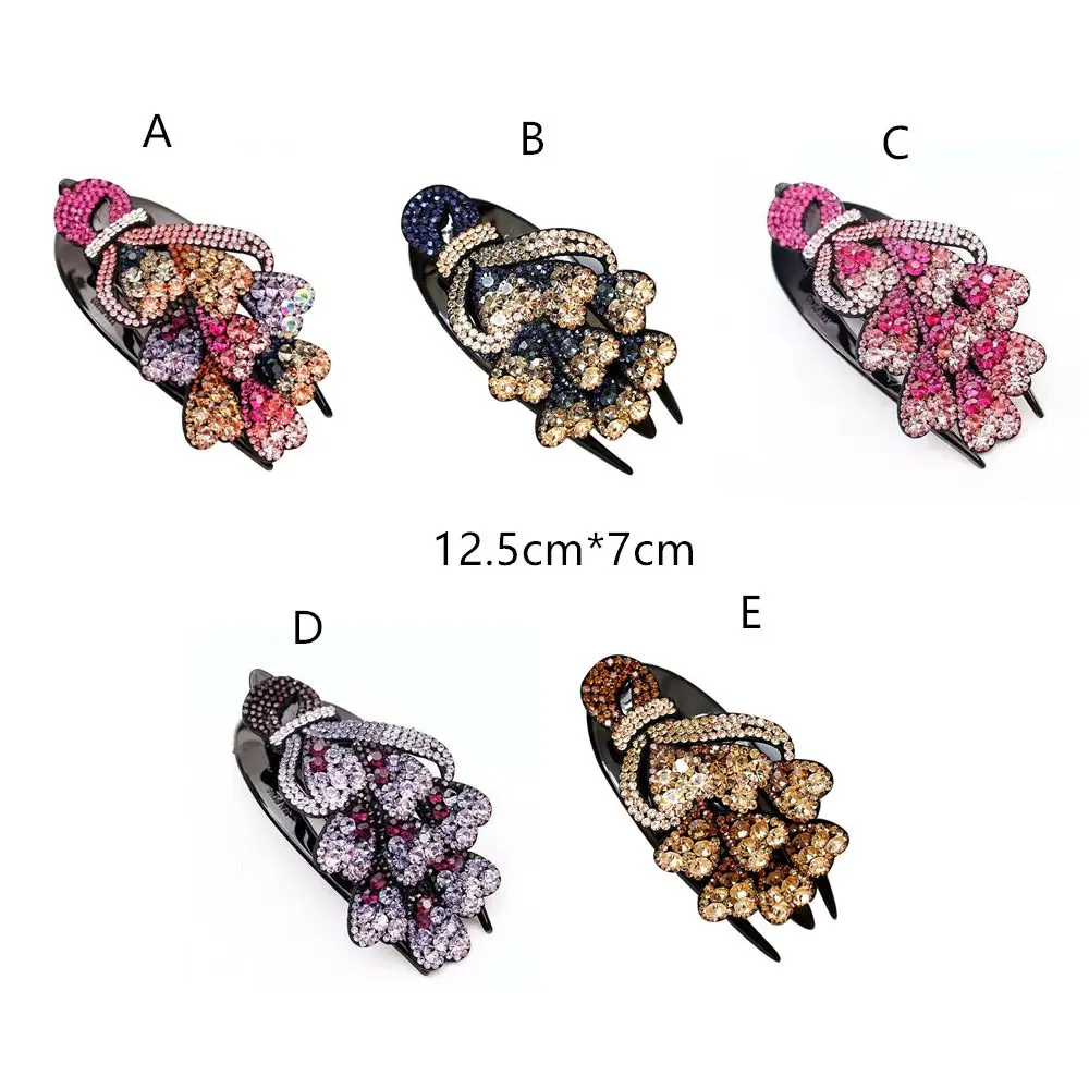 Moda strass fiore tornante donne grandi capelli artiglio rettangolo fermagli per capelli tornante fiori accessori per capelli strumenti per lo