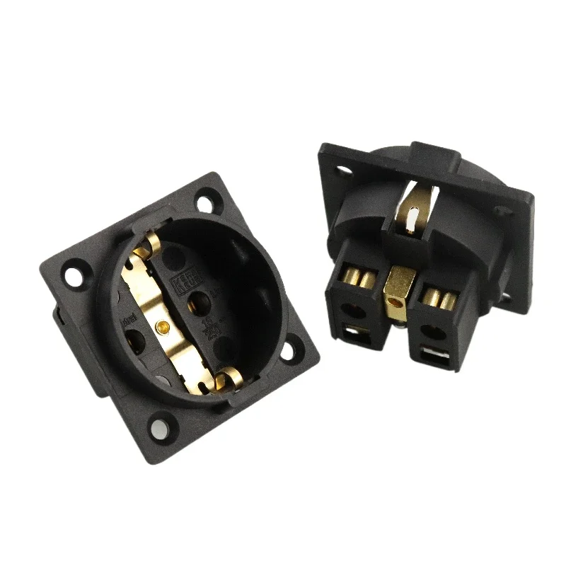 16 Amp 250 Volt OEM / ODM European Standard Wall Plug 86 Square Panel Socket  Brass Gold-plating