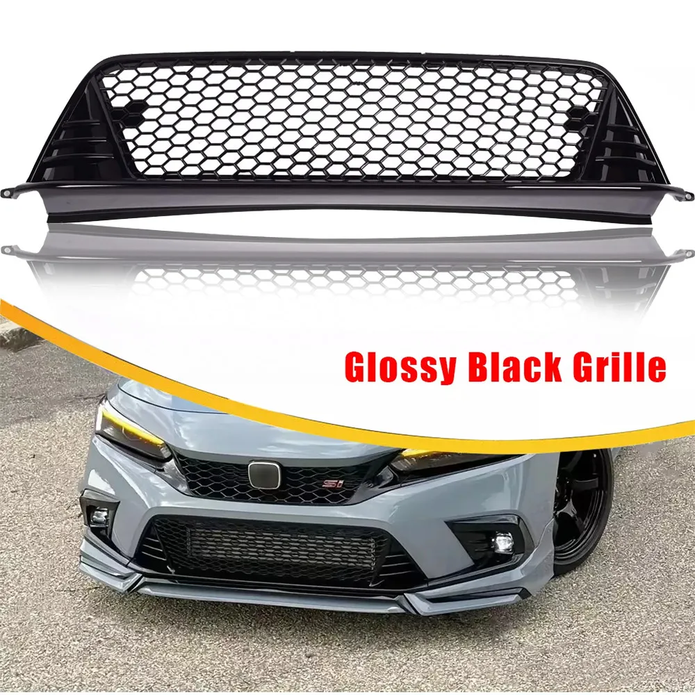 

Black Grill Fit 2022-2024 Honda Civic Honeycomb Front Bumper Lower Grille
