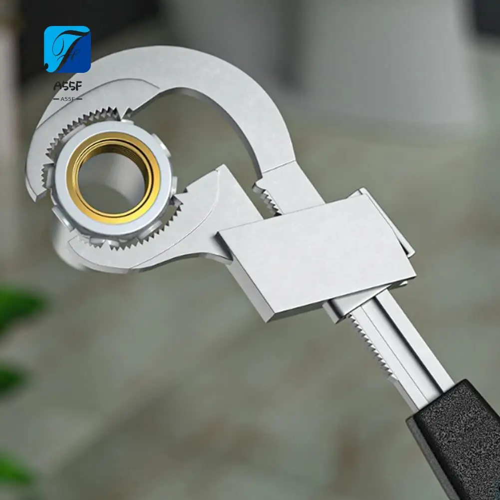 

A55F-5Pcs Bathroom Wrench Multifunctional Adjustable Wrench Tap Spanner Wide Opening Spanner With Replacement Head