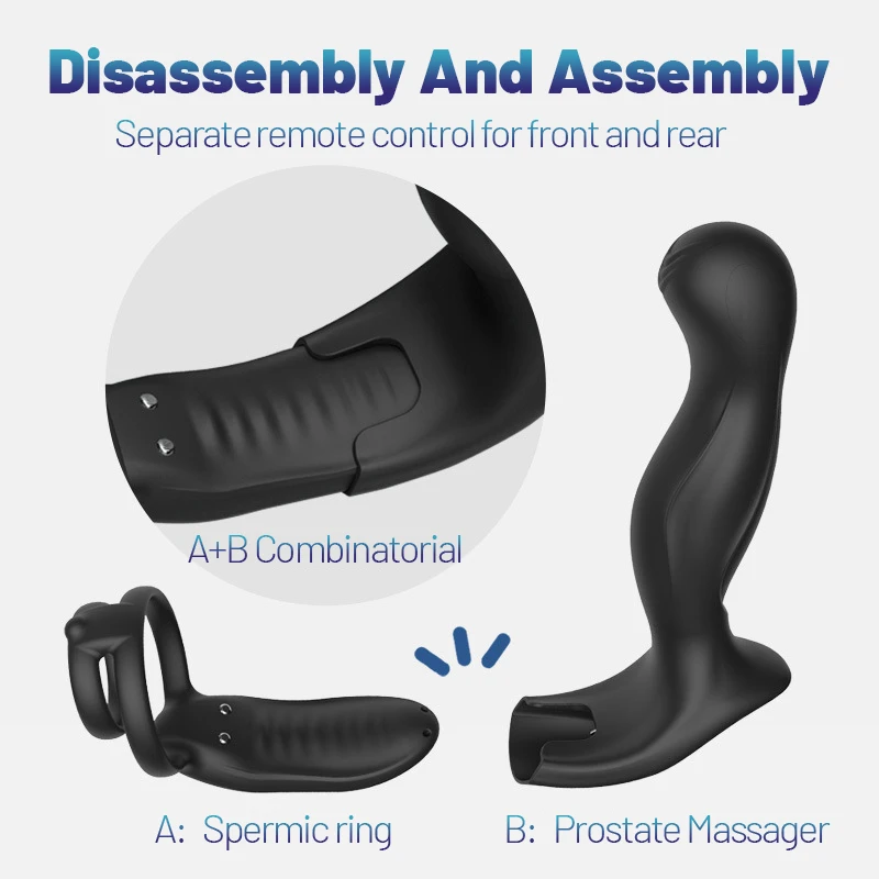 LOCKINK Drahtlose Fernbedienung Prostata-massagegeräte Männer Cock Ring Dildo Zersetzbarer Stromschlag Vibrator Anal Plug Spielzeug Für Erwachsene