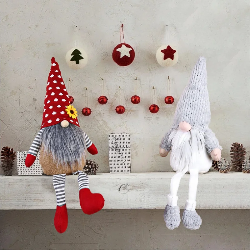 

Christmas Gnome Hanging Leg Doll Rudolph Knitted Christmas Decoration Sitting Doll Ornament Faceless Doll