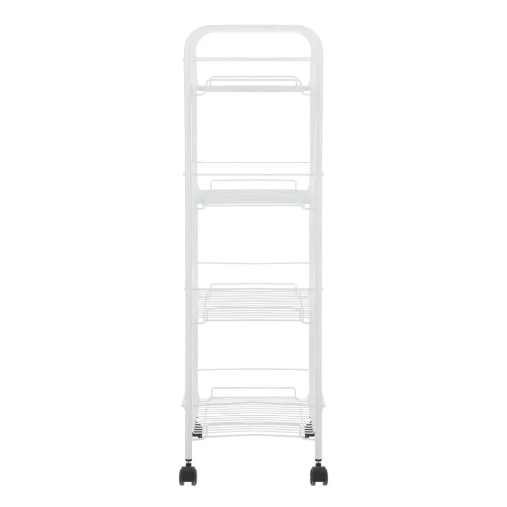 รถเข็นซักผ้าเหล็ก 4 ชั้นพร้อมล้อเลื่อน สีขาว กลุ่มผู้ใหญ่วัยรุ่น และวัยรุ่น