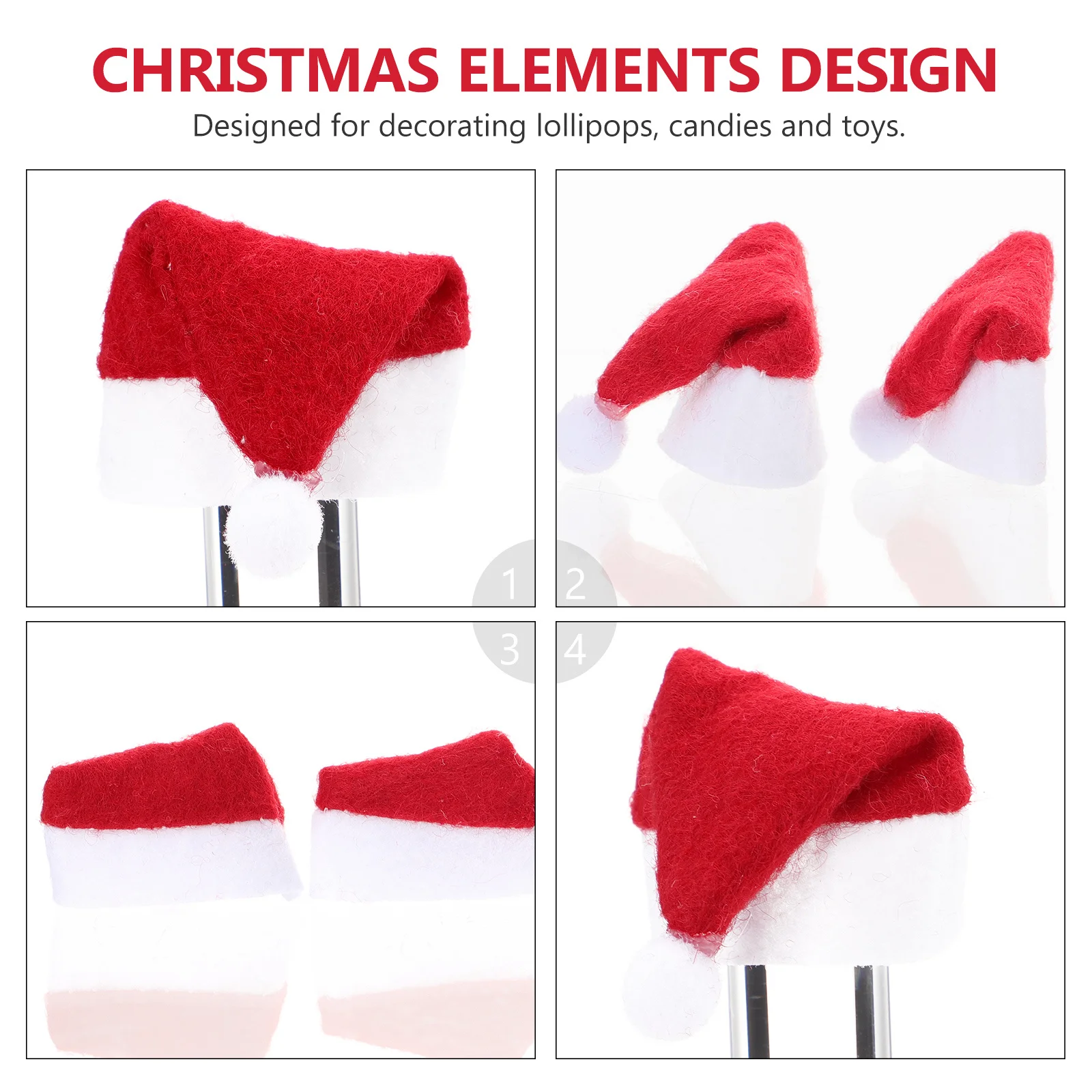 

24Pcs Christmas Lollipop Hats Mini Candy Santa Claus Caps Holiday Party Decoration Accessories Lollipop Hat Christmas Supply