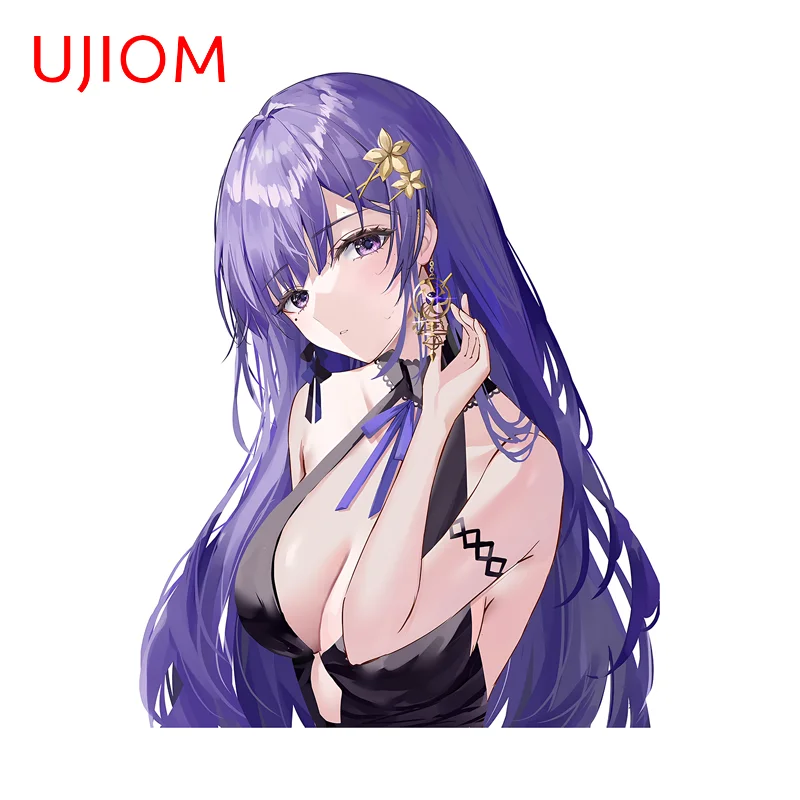 UJIOM Genshin Impact Seductive Raiden Shogun Wall Sticker Artistic Purple Decal Amusing Charming Kitchen Cupboard Decoration