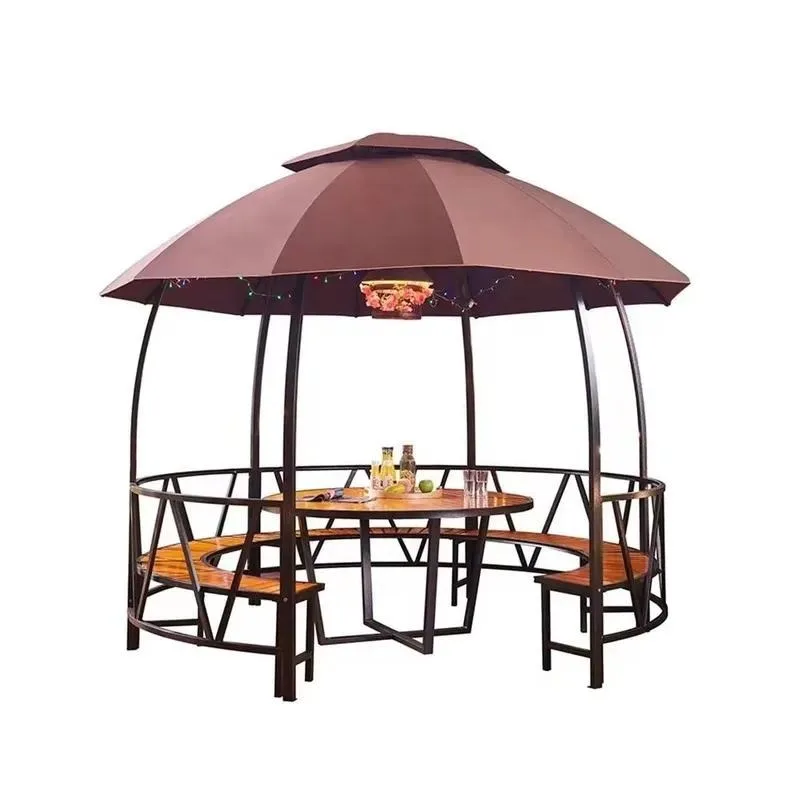 Outdoor Garden Pavilion Tent Canopy Double Roof Ventilation Design Shade Shelter with Iron Frame for Leisure Activities