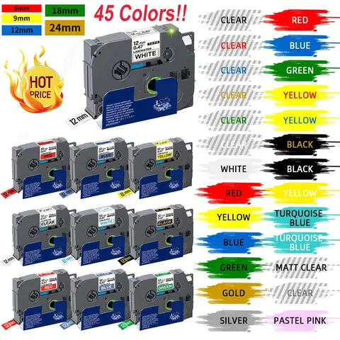 6/9/12/24mm TZe 231 Lamine Etiket Brother için TZe231 TZe221 TZe211 Yapışkanlı Etiket Brother P-touch Etiket Makinesi için Uyumlu