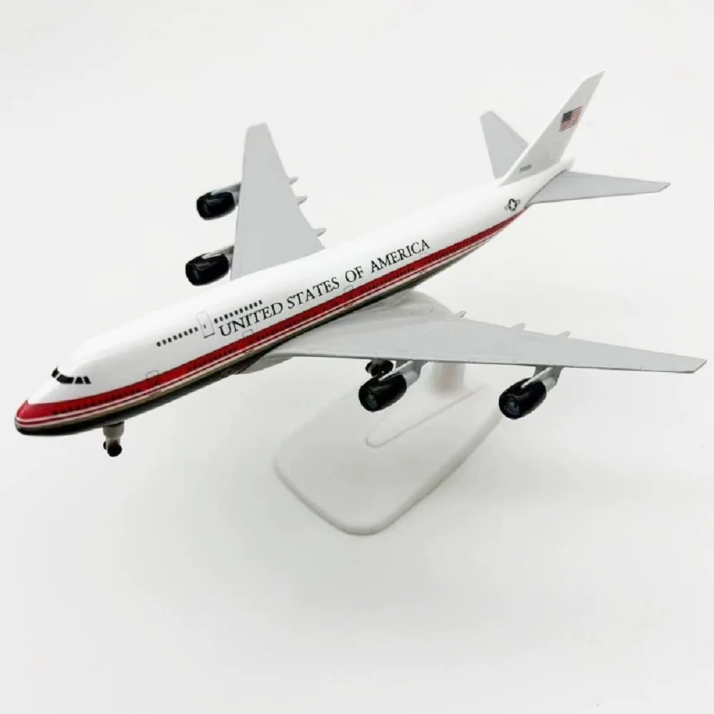 Air Force One B747-200 Modellflugzeuge 20cm Metall-Maßstab Flugzeug-Modell aus Druckguss mit Ständer für Luftfahrt-Sammler Geschenk – Detail 2
