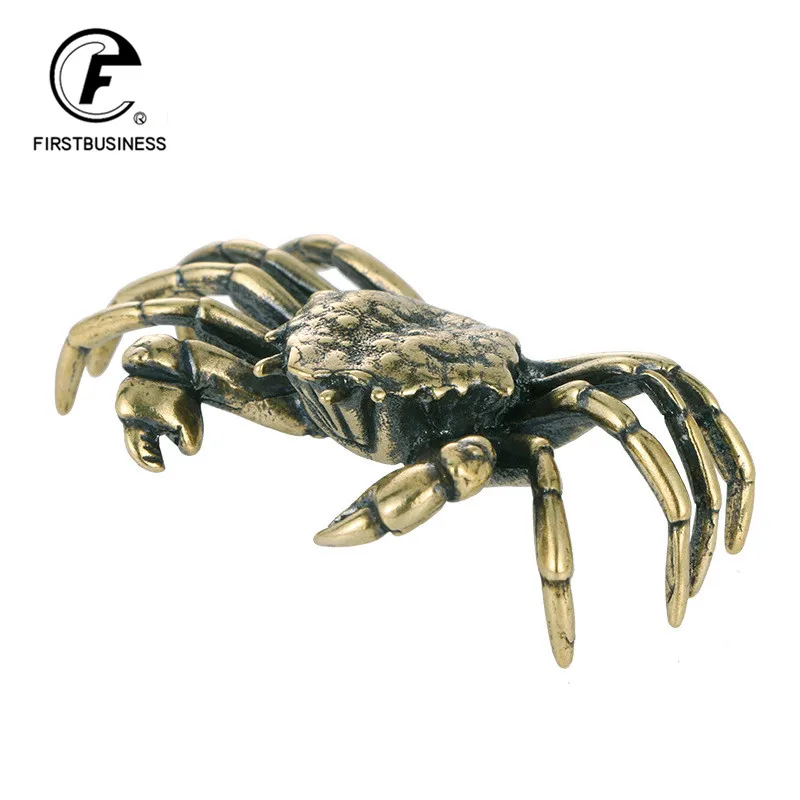 3 Styles Available Brass Crab Small Statue Ornaments Retro Animal Miniatures Figurines Office Desk Decorations Home Decor Crafts