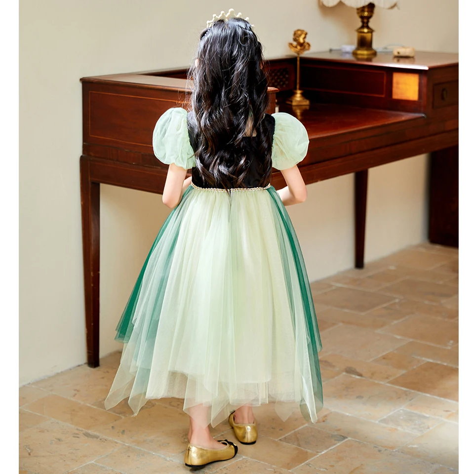 Fantrenfor- Robe de princesse reine des neiges pour filles, vêtements de Noël pour enfants, robe d'Halloween en tulle moelleux, masade de princesse Tim Anna