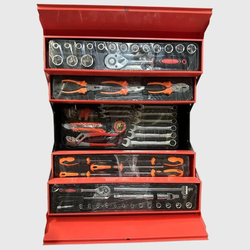 85-Piece Metal Hardware Toolbox Set with Hard Case - Auto Repair Tools including Ratchet Wrench Clamp for Home Use