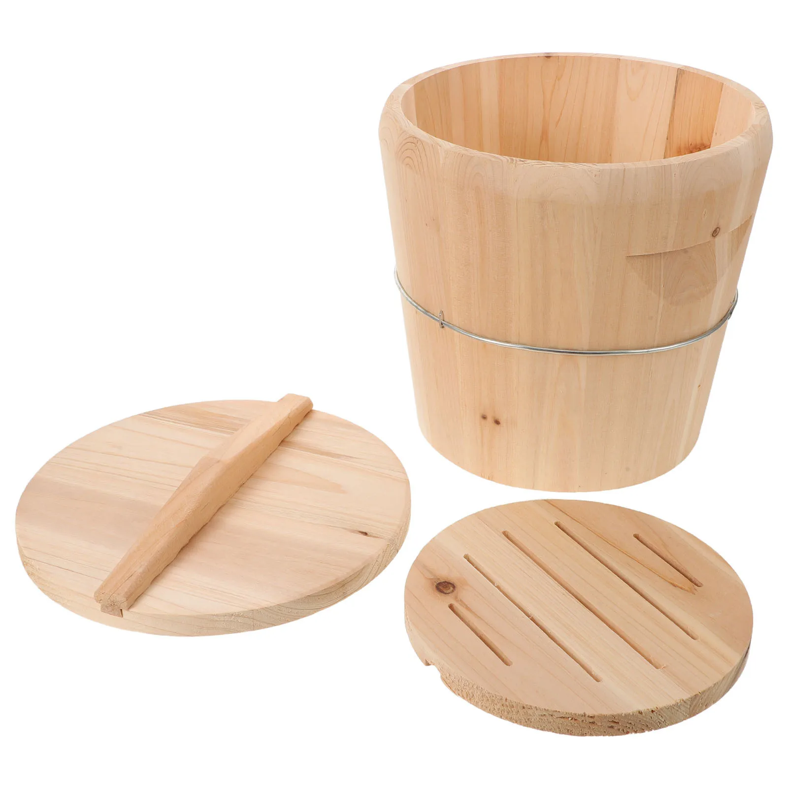 

Wooden Rice Bucket Traditional Japanese Sushi Oke Hangiri Tub for Mixing Cooling Steamed Rice Home Kitchen Restaurant Use