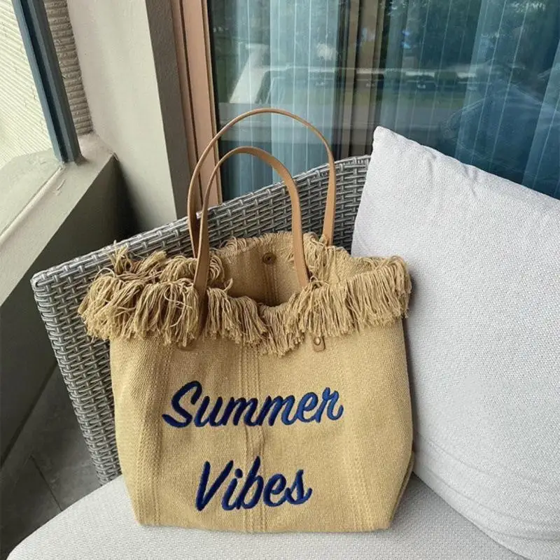 1 Stück Einkaufstasche mit Quasten, klassische, faltbare Hobo-Tasche, Nylon-Tragetasche, Schulterhandtasche für Damen mit besticktem Design – Detail 7