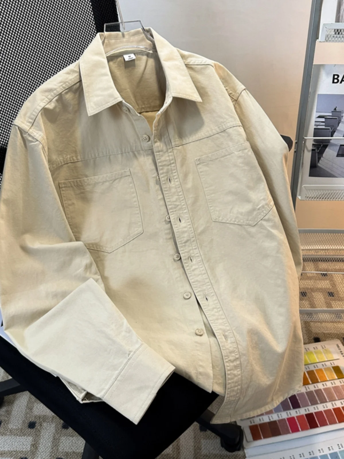 

Мужская рубашка American Sle с длинным рукавом, повседневная, свободного кроя, винтажная, весенне-осенняя, модная верхняя одежда, молодежная, популярная